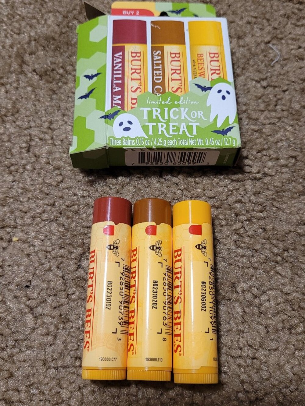 NWT! Burt's Bees Trick or Treat Lip Balm 3-pack